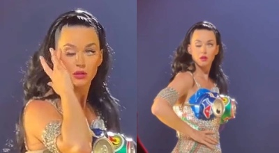 A Katy Perry se le descontroló un párpado en pleno show
