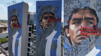 El nuevo mural de Maradona en Canning