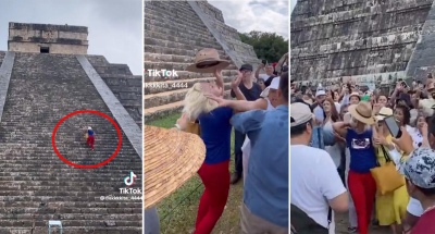 Una turista subió a las ruinas mayas sin permiso y casi la linchan