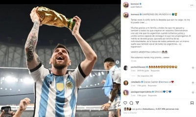 El posteo de Messi con la Copa del Mundo es récord