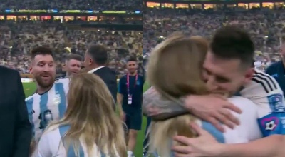 ¿Quién es la mujer que se abraza con Messi post título?