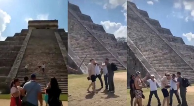 Lincharon a un turista que se subió a las pirámides de Chichen Itzá