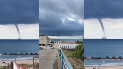 ¡Inédito! Tromba marina se forma cerca de playas de España
