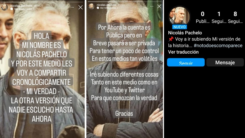 Nicolás Pachelo se abrió una cuenta de Instagram