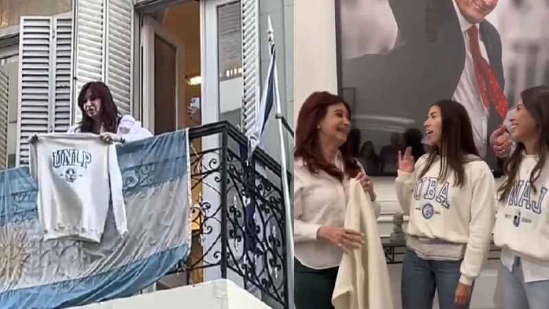 Cristina Kirchner recibió uno de los buzos universitarios virales y conoció a sus emprendedoras